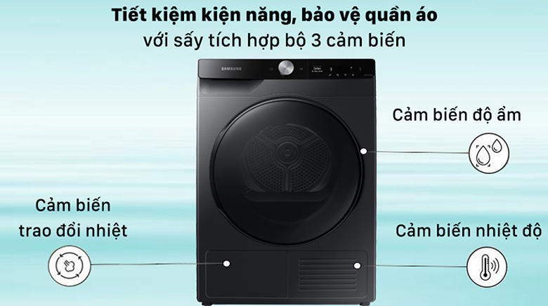 Máy sấy bơm nhiệt Samsung Inverter 9Kg DV90T7240BB/SV