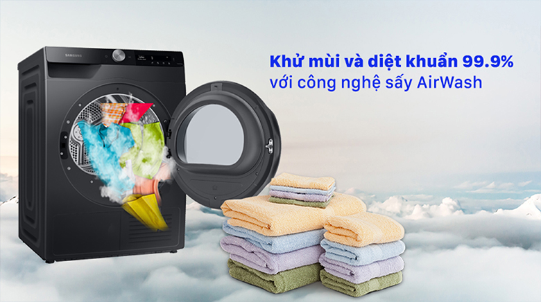 Máy sấy bơm nhiệt Samsung Inverter 9Kg DV90T7240BB/SV