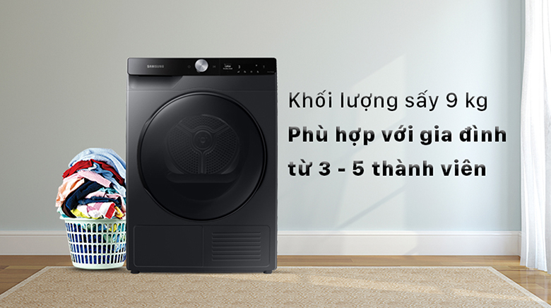 Máy sấy bơm nhiệt Samsung Inverter 9Kg DV90T7240BB/SV