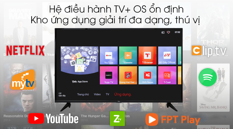 Android Tivi TCL 4K 43 inch 43T65 có kho giải trí phong phú