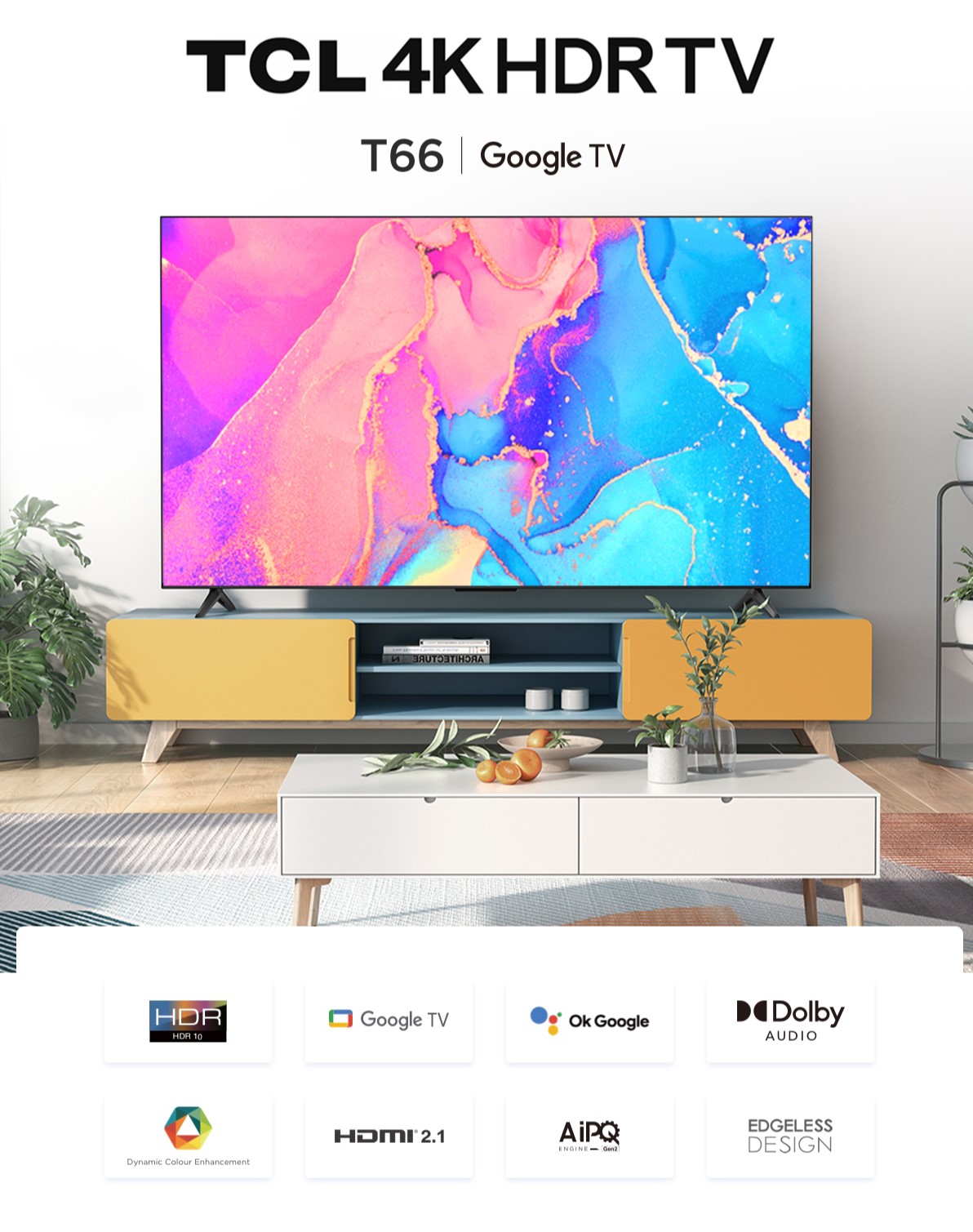 TCL google tivi 50T66 50 inch 4K HDR model 2022 mới nhất