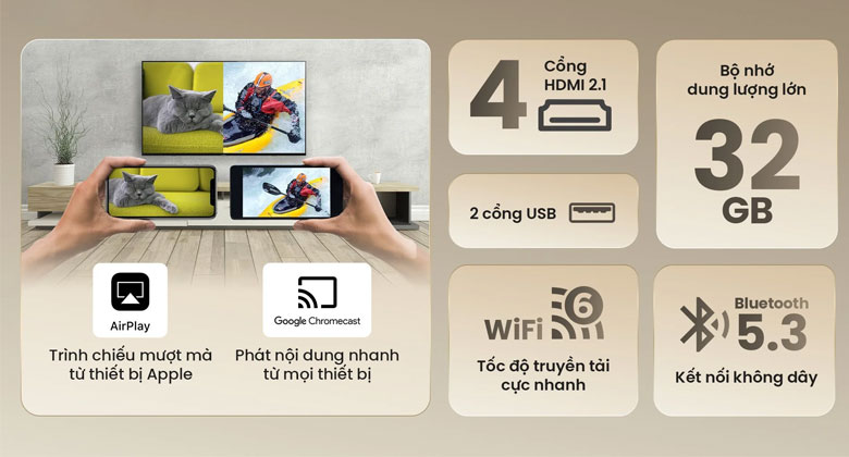 Google Tivi Sony K-75XR30M2 - Kết nối HDMI và USB