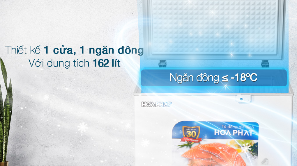 Tủ đông Hòa Phát 1 ngăn 162 lít HPF AD6162