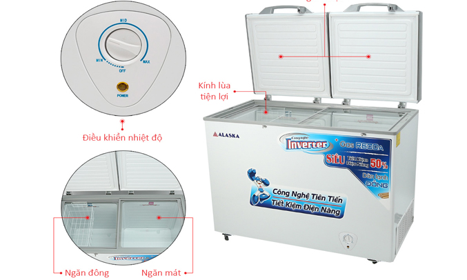 Tủ đông/mát Alaska Inverter 350 lít FCA3600CI