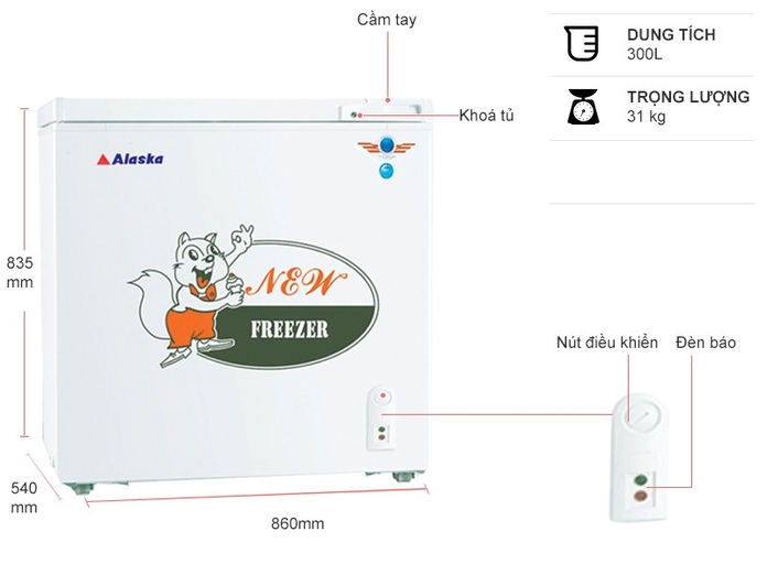 Tủ đông/mát Alaska 450 lít BCD-4567N