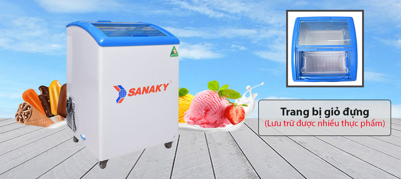 Tủ đông mặt kính cong Sanaky VH-182K 180 lít