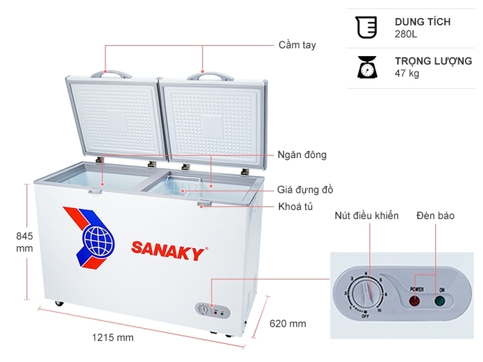 Tủ đông Sanaky 270 lít VH-365A2