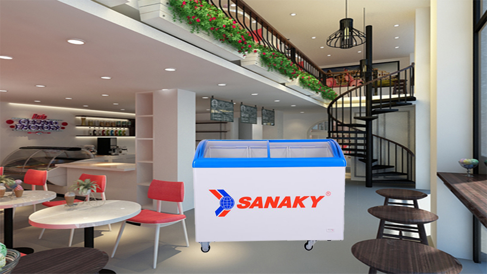 Tủ đông mát 2 ngăn kính cong SANAKY 300 lít VH302KW