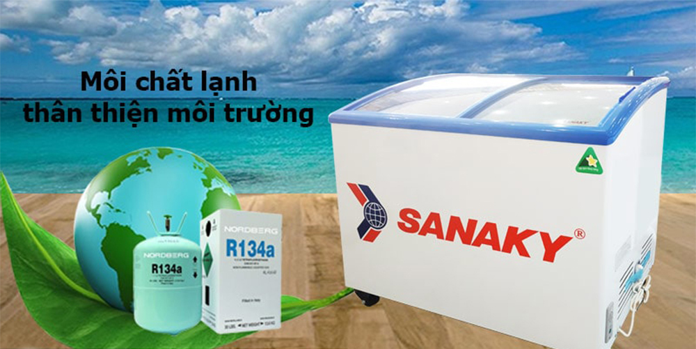 Tủ đông mát 2 ngăn kính cong SANAKY 300 lít VH302KW