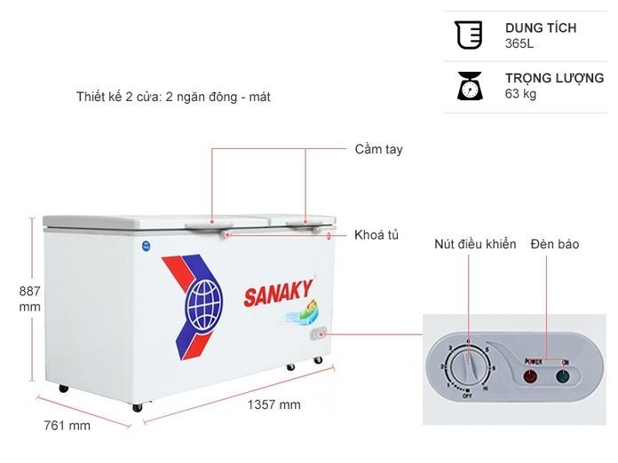 TỦ ĐÔNG SANAKY VH-5699W1 365 LÍT