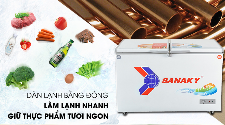 Tủ đông 2 ngăn Sanaky 260 lít VH-3699W1 giá rẻ