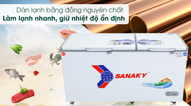 Tủ đông mát Sanaky 2 ngăn 485 lít VH-6699W1 giá rẻ