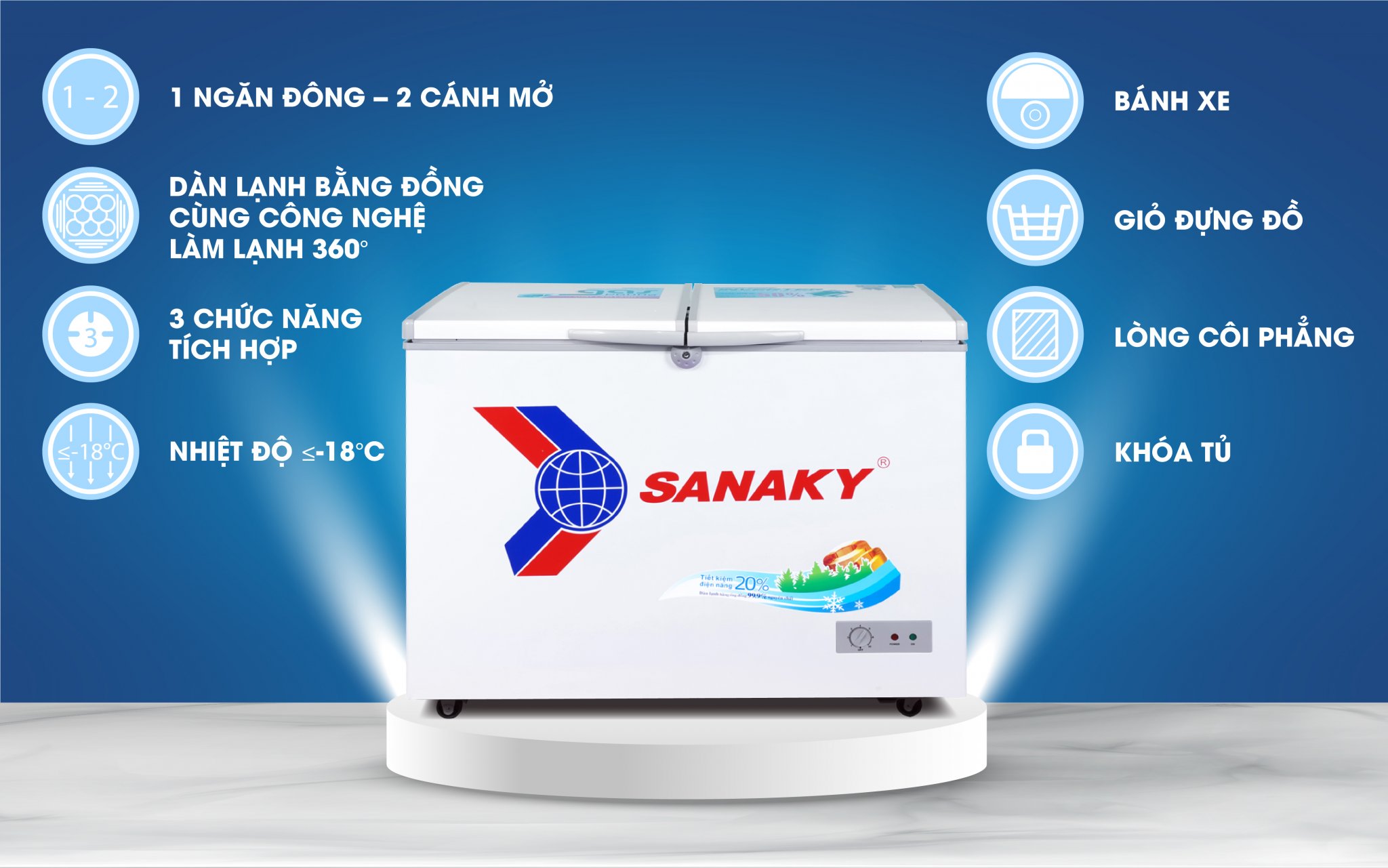 Tủ đông Sanaky 235 lít VH-2899A1 giá tốt