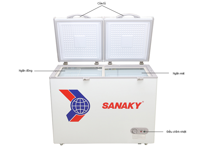 Tủ 2 ngăn đông mát Sanaky VH405W2 280 lít