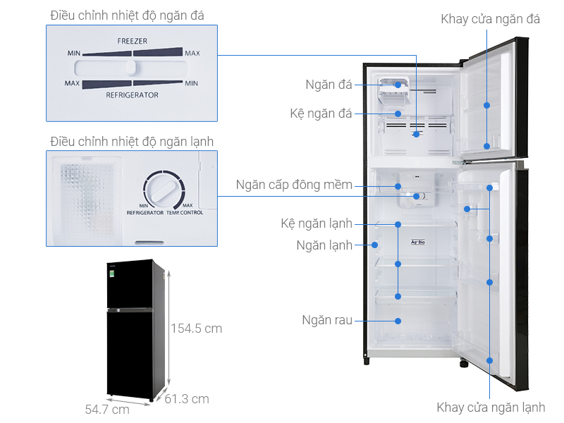 Tủ lạnh Toshiba Inverter 233 lít GR-A28VM(UKG1) 2 cánh