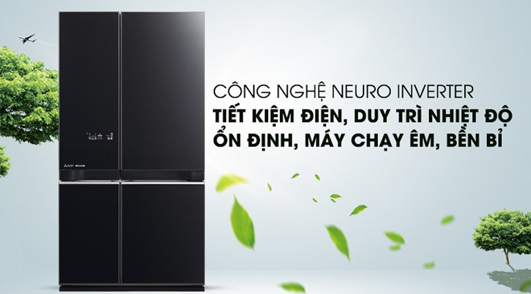 Tủ lạnh 4 cánh Mitsubishi Inverter 580 lít MR-L72EN (màu đen GBK-V, màu bạc GSL-V)