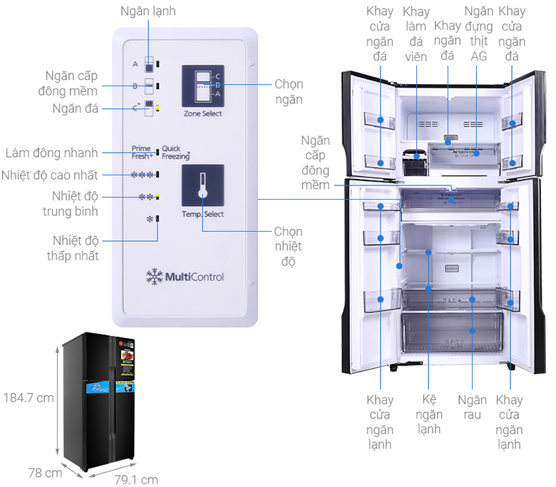 Tủ lạnh Panasonic Inverter 550 lít NR-DZ601VGKV 4 cánh