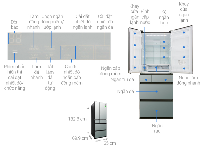 Tủ lạnh Panasonic Inverter 491 lít NR-F503GT-X2 6 cánh gương