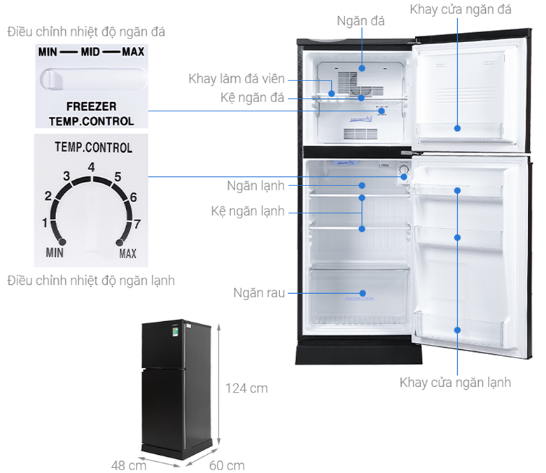Tủ lạnh Aqua 130 lít AQR-T150FA BS