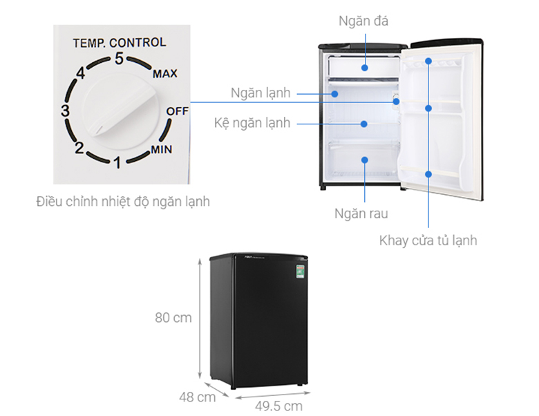 Tủ lạnh Aqua 90 lít AQR-D99FA BS