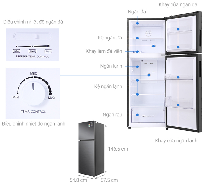 Tủ lạnh Aqua Inverter 212 lít AQR-T239FA(HB)