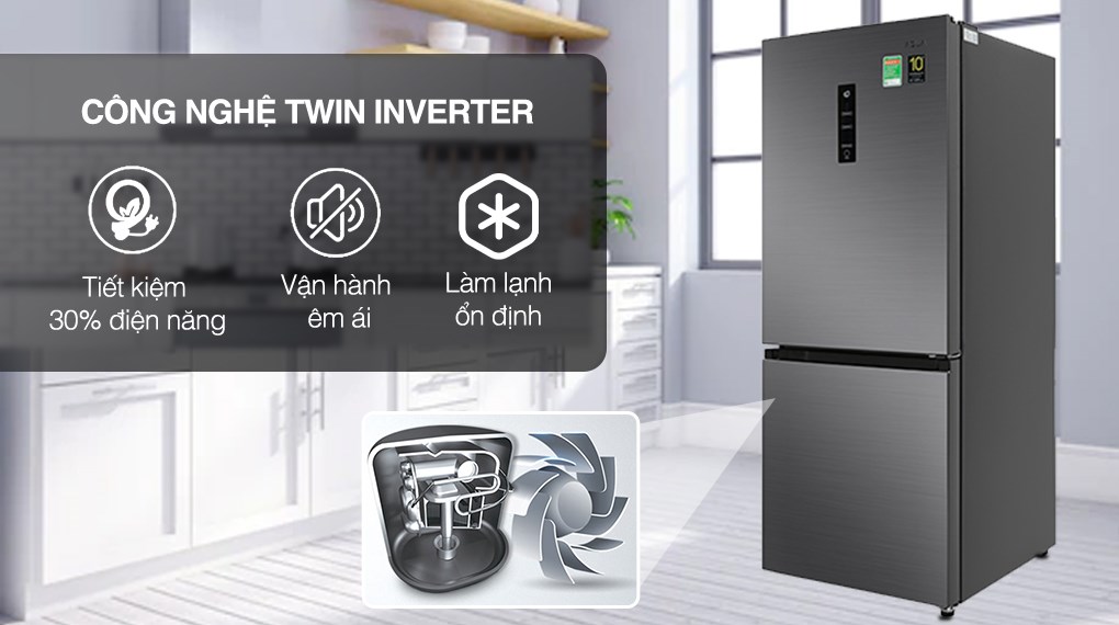 Tủ lạnh 2 cánh Aqua inverter 260 lít AQR-B306MA(HB) giá rẻ