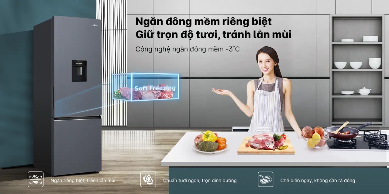 [2024] Tủ lạnh Aqua 2 cánh inverter 292 lít AQR-B360MA(WSL)