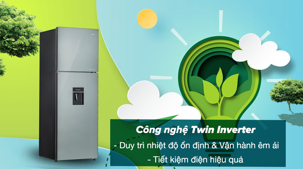 Tủ lạnh Aqua inverter 347 lít AQR-T390FA(WGM) 2023