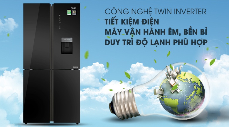 Tủ lạnh Aqua Inverter 456 lít AQR-IGW525EM(GB)