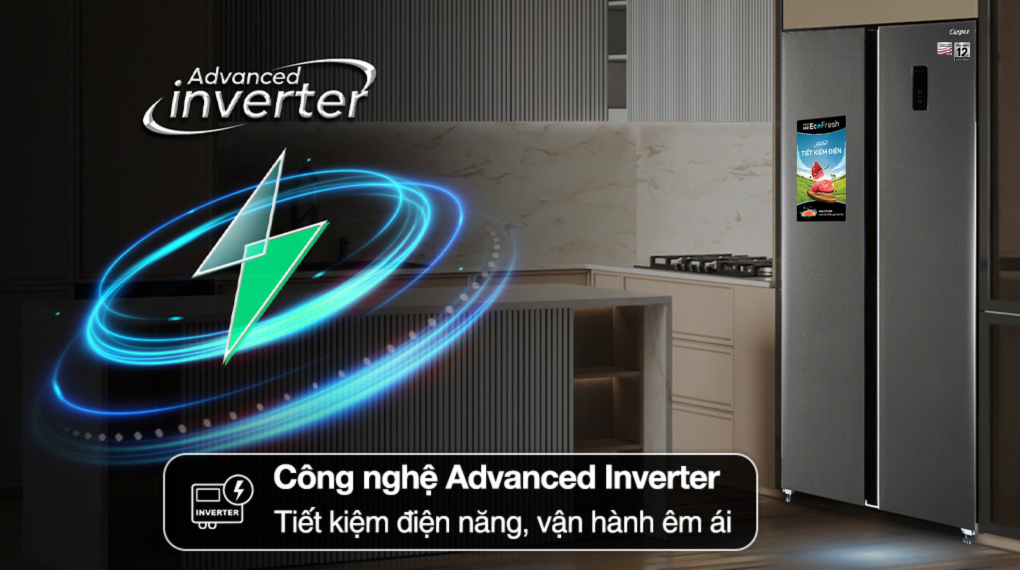 Tủ lạnh SBS Casper Inverter 458 lít RS-460PG 2023