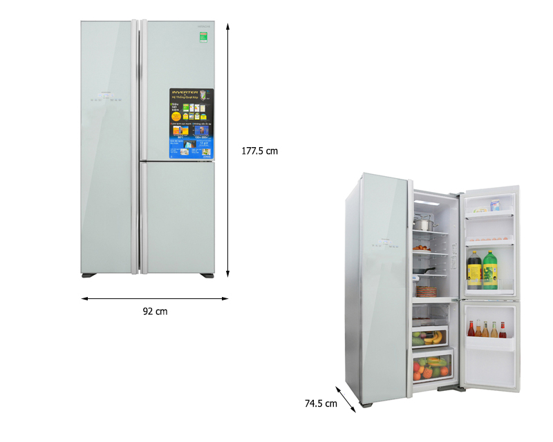Tủ lạnh SBS Hitachi inverter 600 lít R-FM800PGV2(GS) giá tốt