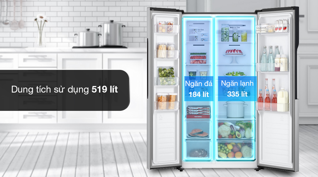 Tủ lạnh LG side by side inverter 519 lít GR-B256JDS 2023