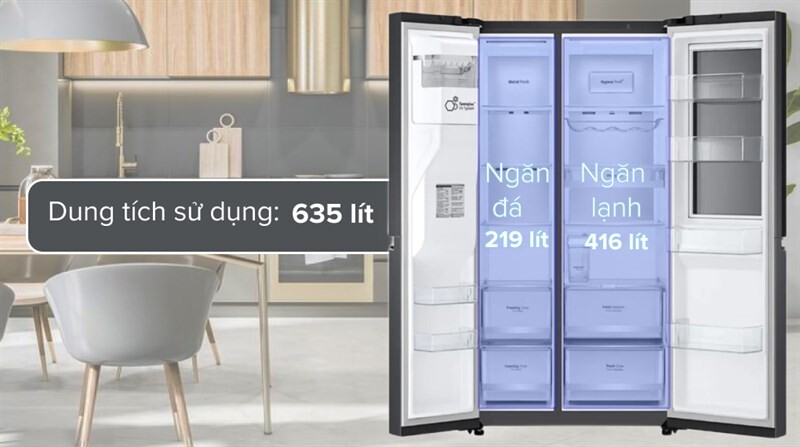 Tủ lạnh SBS LG InstaView inverter 635 lít GR-G257BL 2023