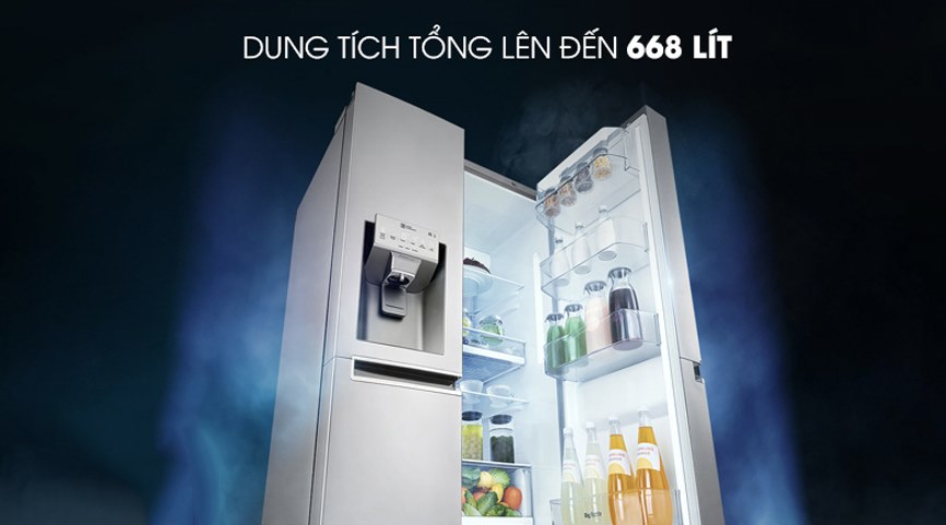 Tủ lạnh Side By Side LG 635 lít 2 cửa Inverter GR-D257JS  dung tích lớn