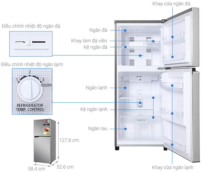 Tủ lạnh Panasonic Inverter 170 lít NR-BA190PPVN