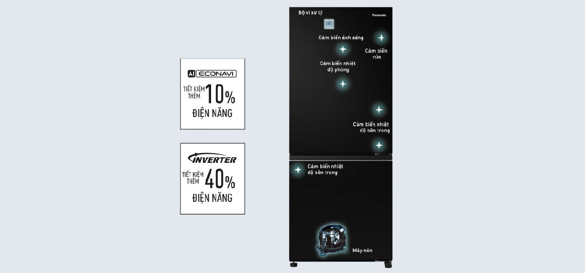Tủ lạnh 2 cánh Panasonic inverter 255 lít NR-SV281BPKV