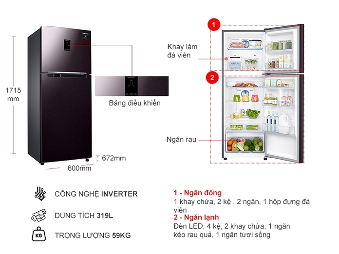 Tủ lạnh Samsung Inverter 319 lít RT32K5932BY