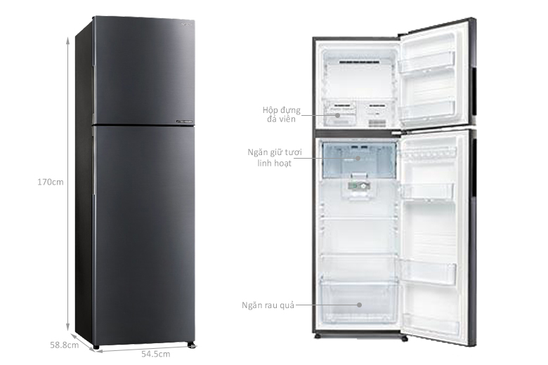 Tủ lạnh Sharp inverter 253 lít SJ-X282AE-DS 2023