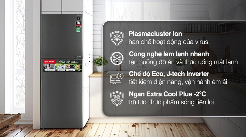 Tủ lạnh Sharp inverter 330 lít SJ-XP352AE-DS 2023