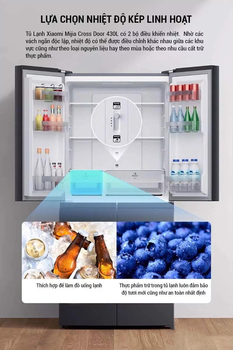 Tủ lạnh Xiaomi Mijia 4 cánh inverter 430 lít BCD-430WMSA