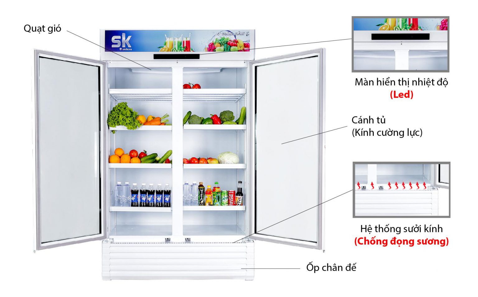 Tủ mát Sumikura 700 lít dàn đồng SKSC-802WG2