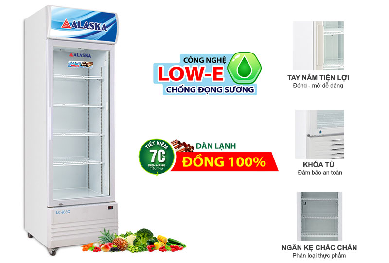 Tủ mát đứng Alaska 460L dàn đồng LC-933C