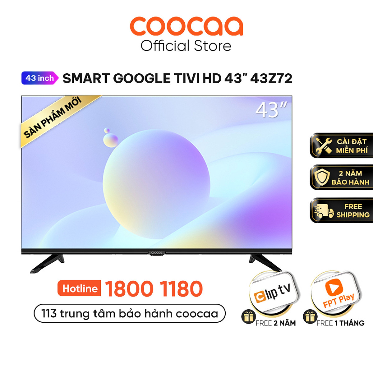 Smart Google Tivi HD CooCaa 43 inch 43Z72 giá rẻ