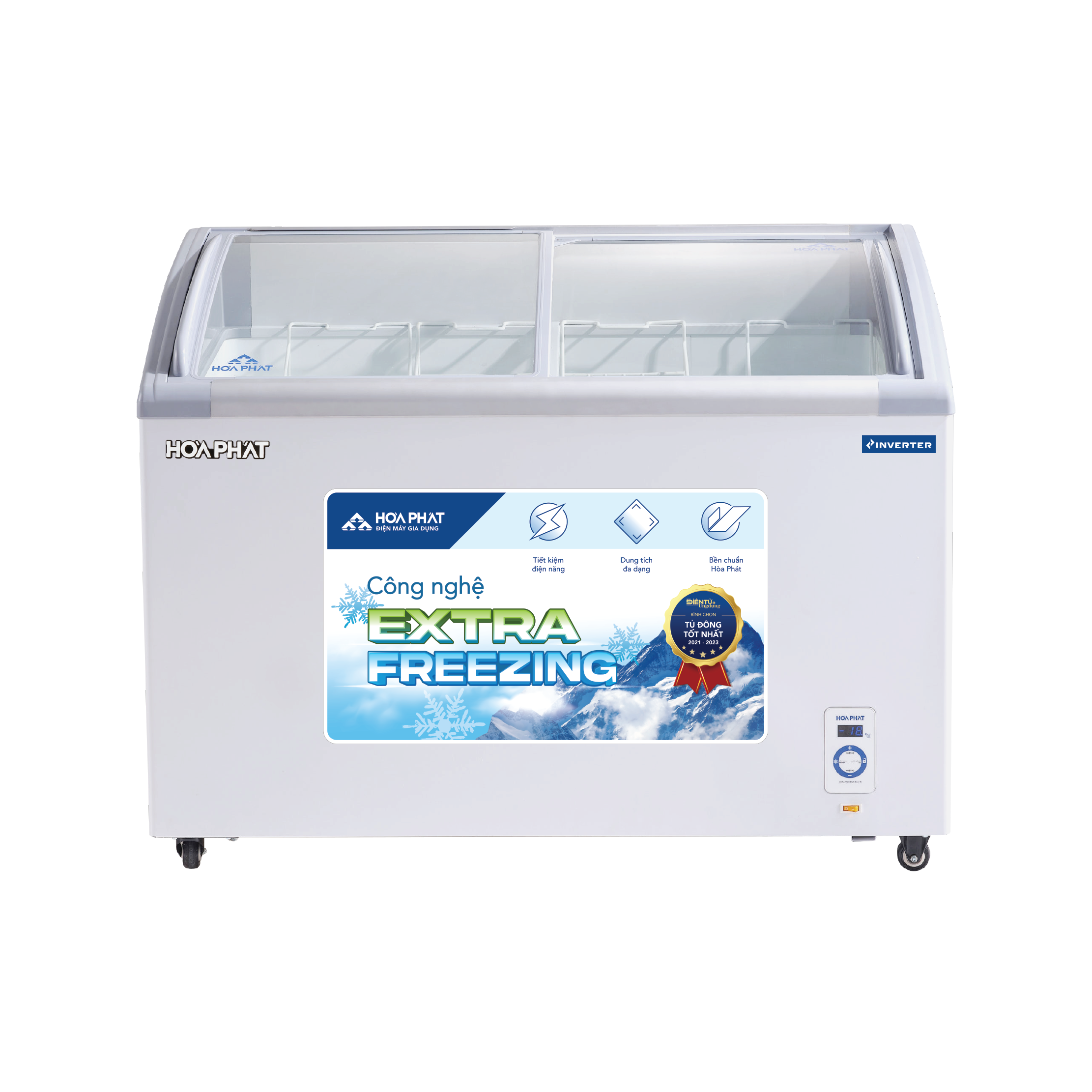 Tủ đông trưng bày Hòa Phát inverter 451 lít mặt kính HSF AD8451.C1