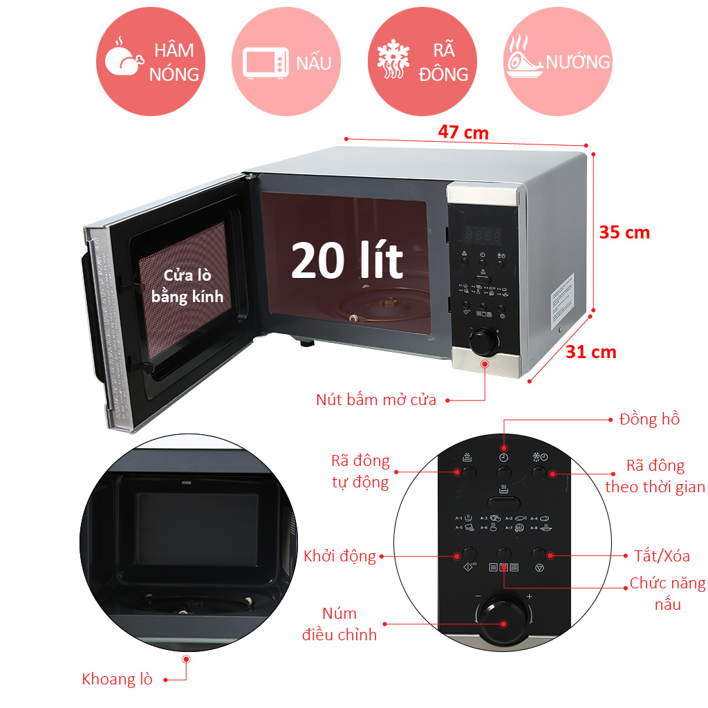 Lò vi sóng Electrolux 20 lít EMS2057X giá rẻ