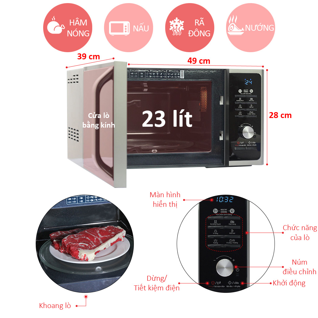 Lò vi sóng Samsung MG23F301TAS-SV giá rẻ