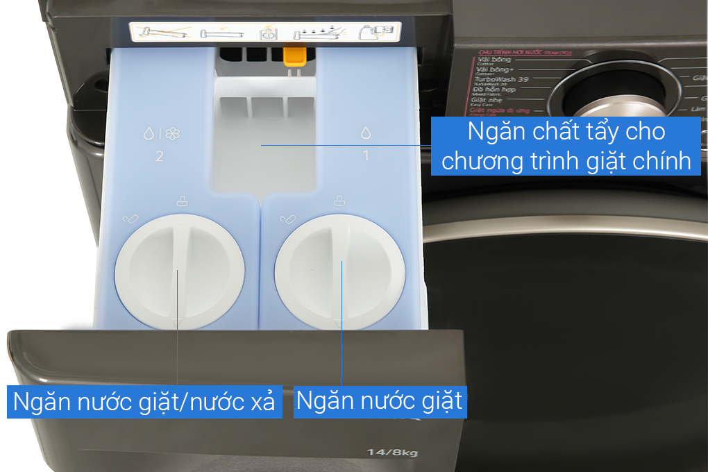 Máy giặt sấy LG AI DD inverter giặt 14 kg - sấy 8 kg FV1414H3BA 2023