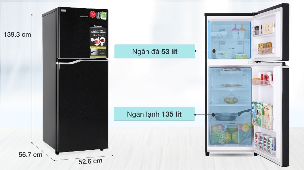 Tủ lạnh Panasonic 2 cánh inverter 188 lít NR-BA229PKVN giá rẻ