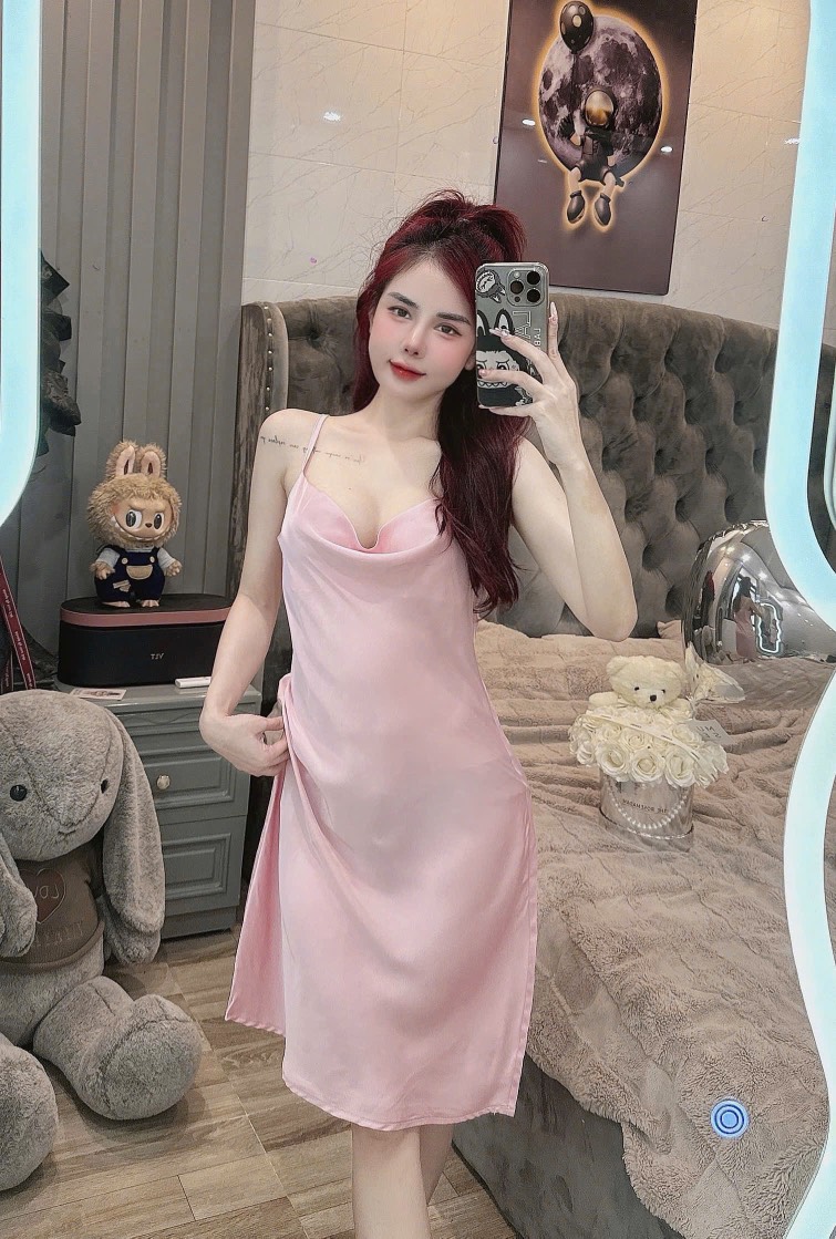 Đầm 2 dây lụa latin
