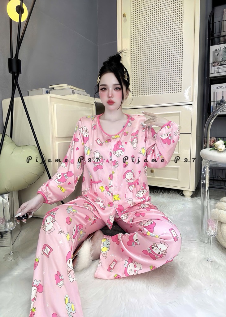 Đồ bộ tay dài cổ tròn lụa latin